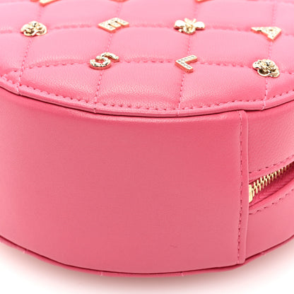 Chanel Lambskin Quilted Studded Round Clutch With Chain Dark Pink 10 of 10