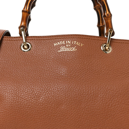 Gucci Pebbled Calfskin Medium Bamboo Shopper Tote Acero 8 of 10