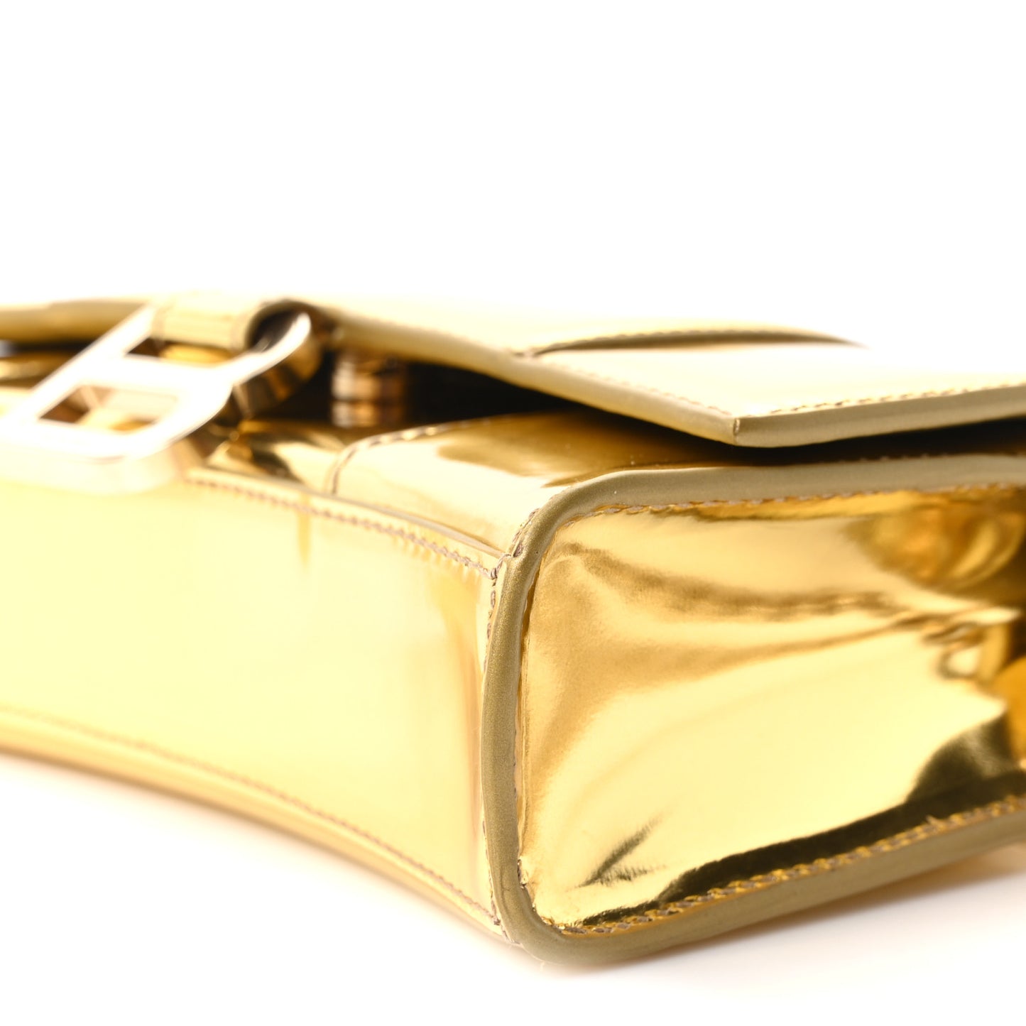 Mirror Calfskin Hourglass Chain Bag Gold