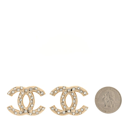 Chanel Metal Crystal CC Earrings Gold 2 of 5