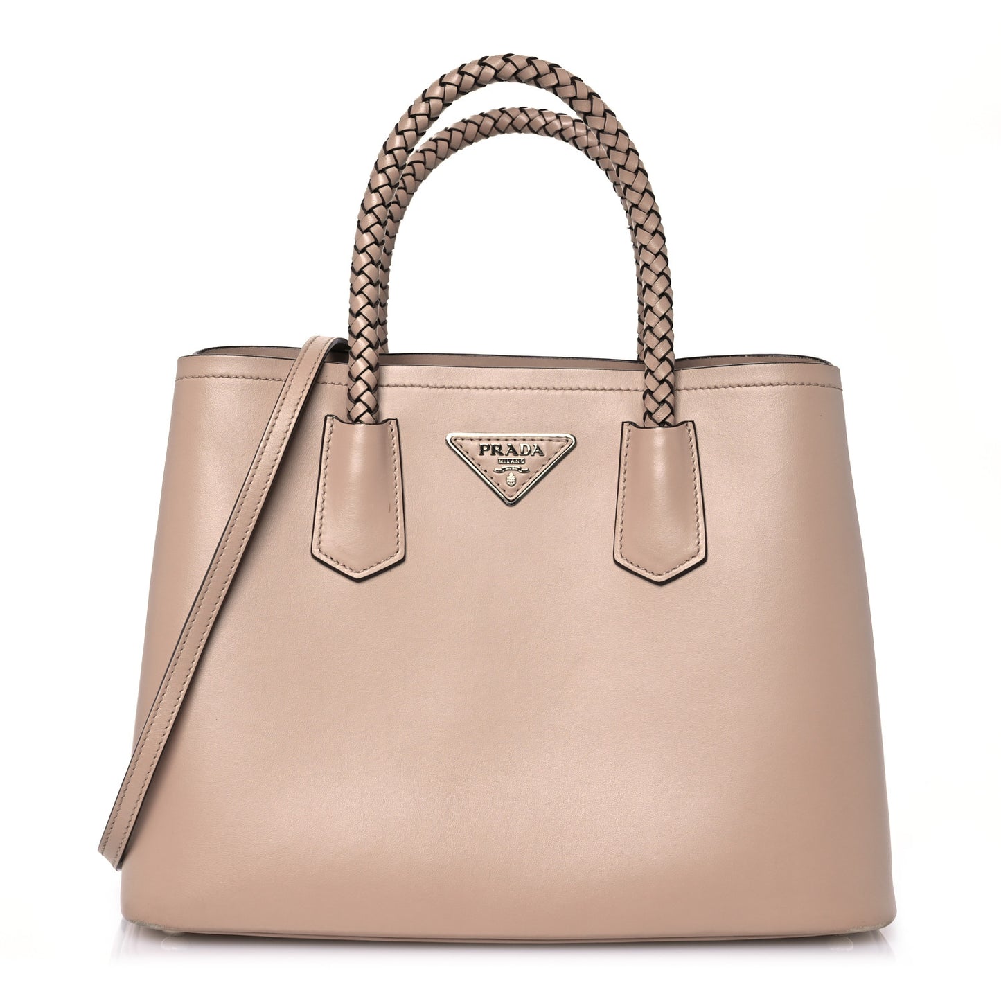 City Calfskin Braided Medium Double Bag Cammeo