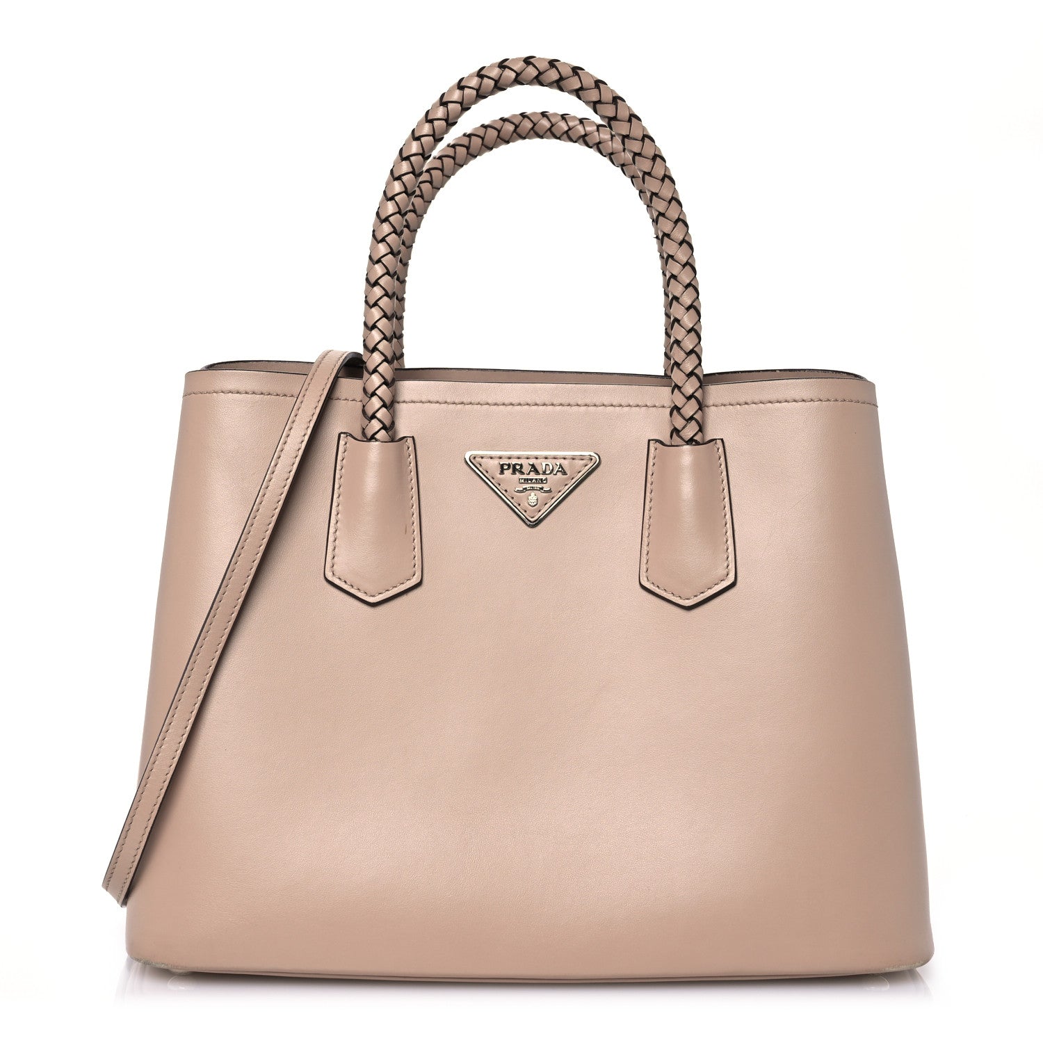 Prada City Calfskin Braided Medium Double Bag Cammeo 1 of 19