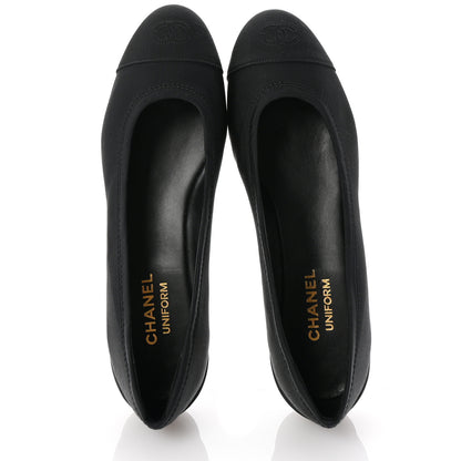 Chanel Grosgrain Cap Toe Uniform Ballerina Flats 41 Black 2 of 9