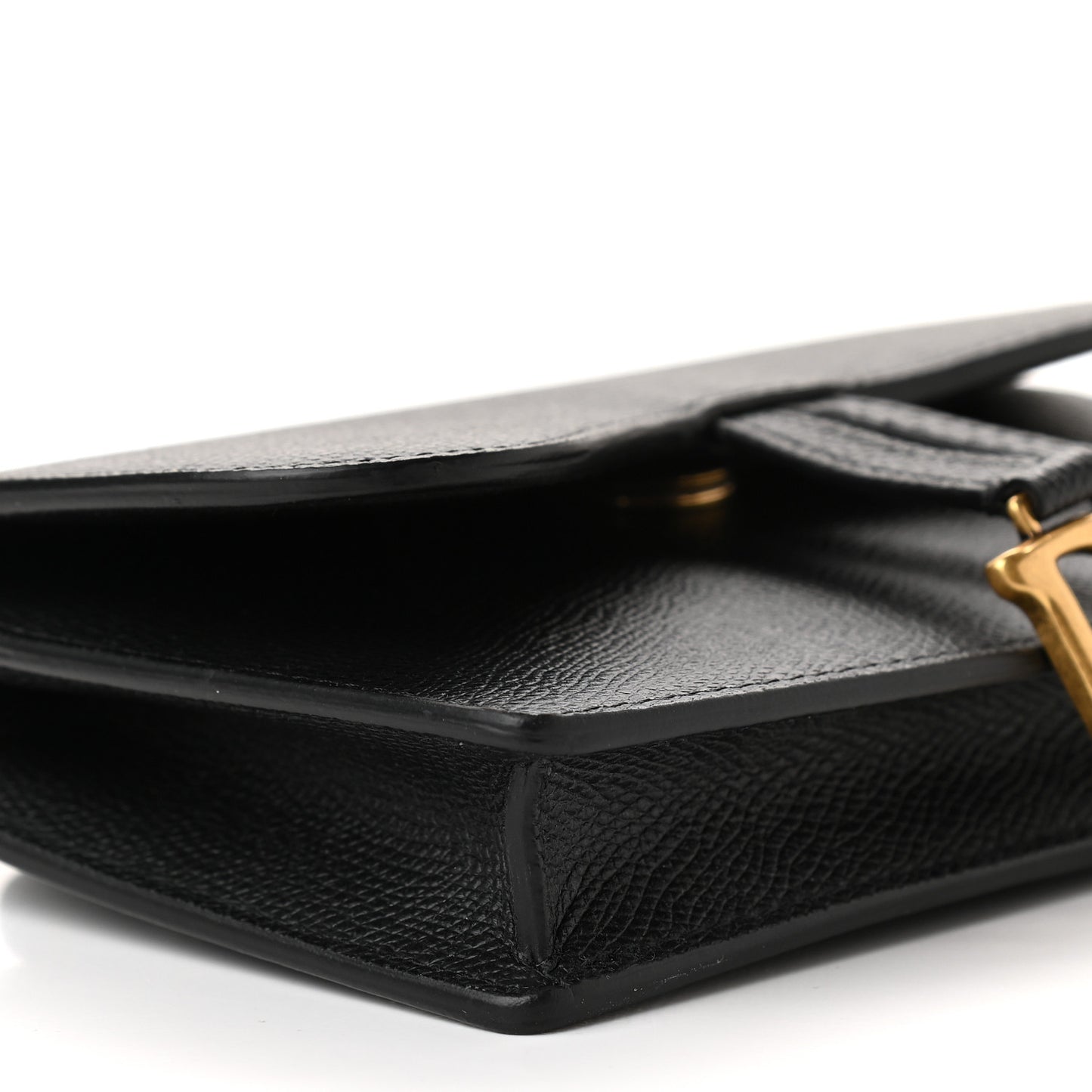 Grained Calfskin Saddle Belt Bag Black