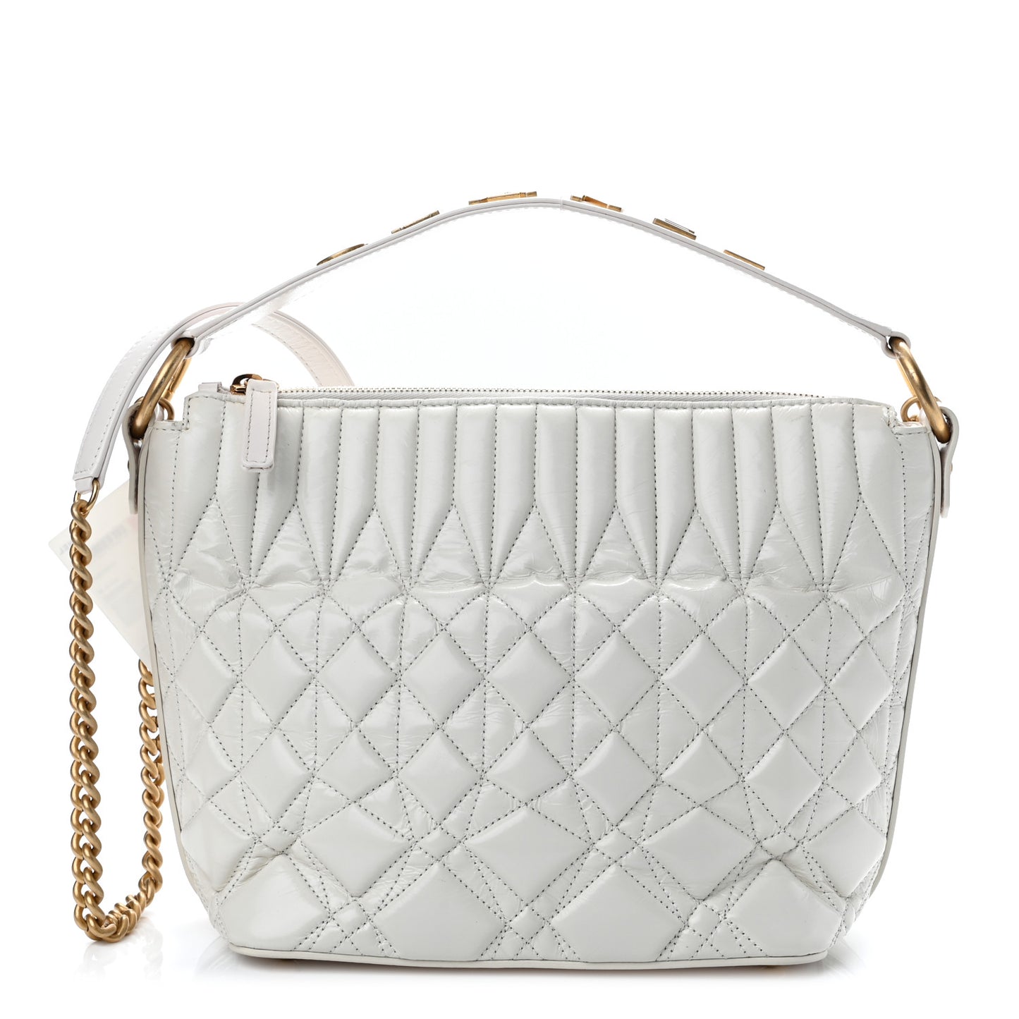 Glazed Calfskin Quilted State Of The Art Hobo White