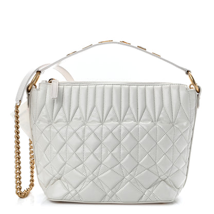 Chanel Glazed Calfskin Quilted State Of The Art Hobo White 1 of 12