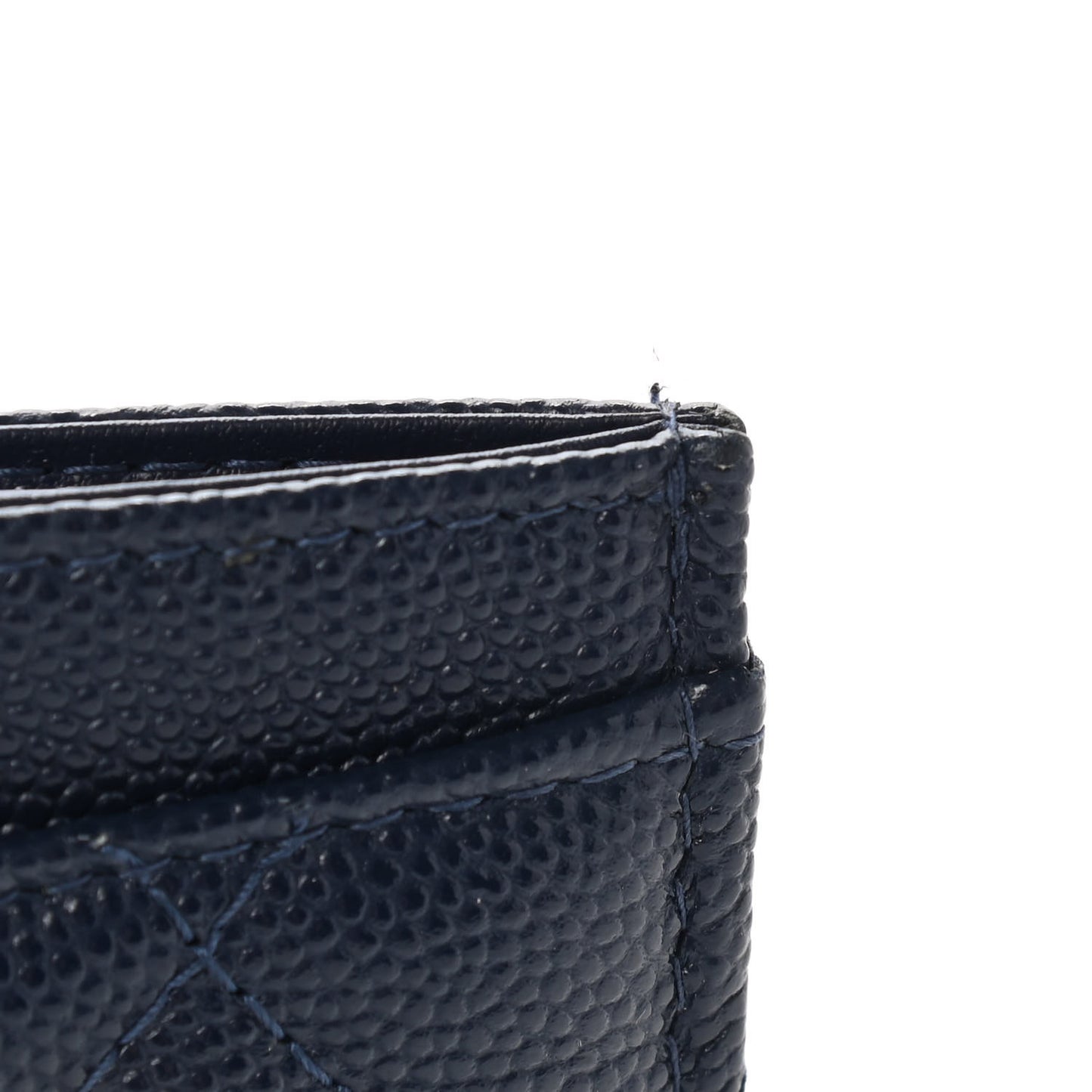 Caviar Quilted Card Holder Navy