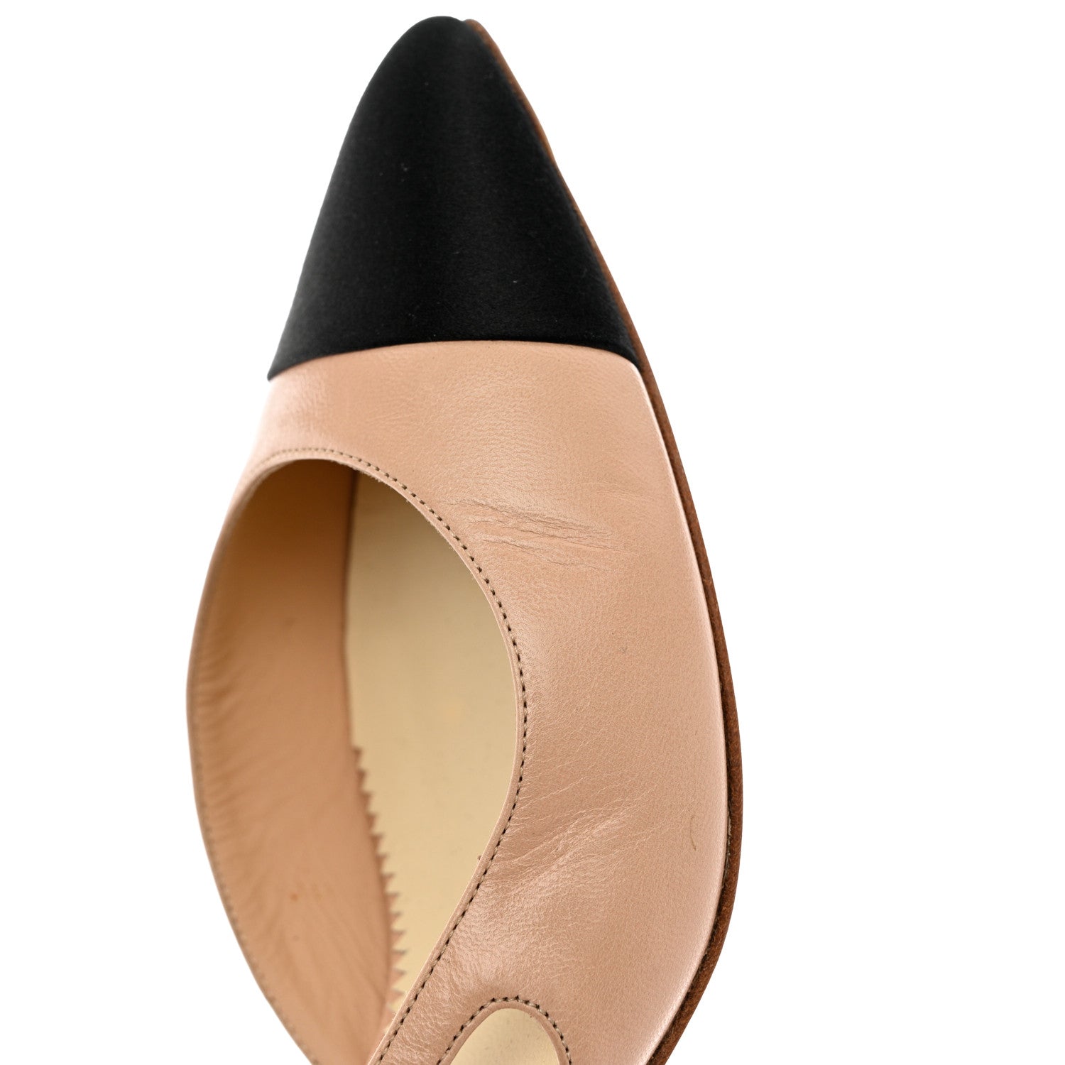 Chanel Lambskin Satin Cap Toe CC Slingback Heels 39.5 Beige Black 12 of 12