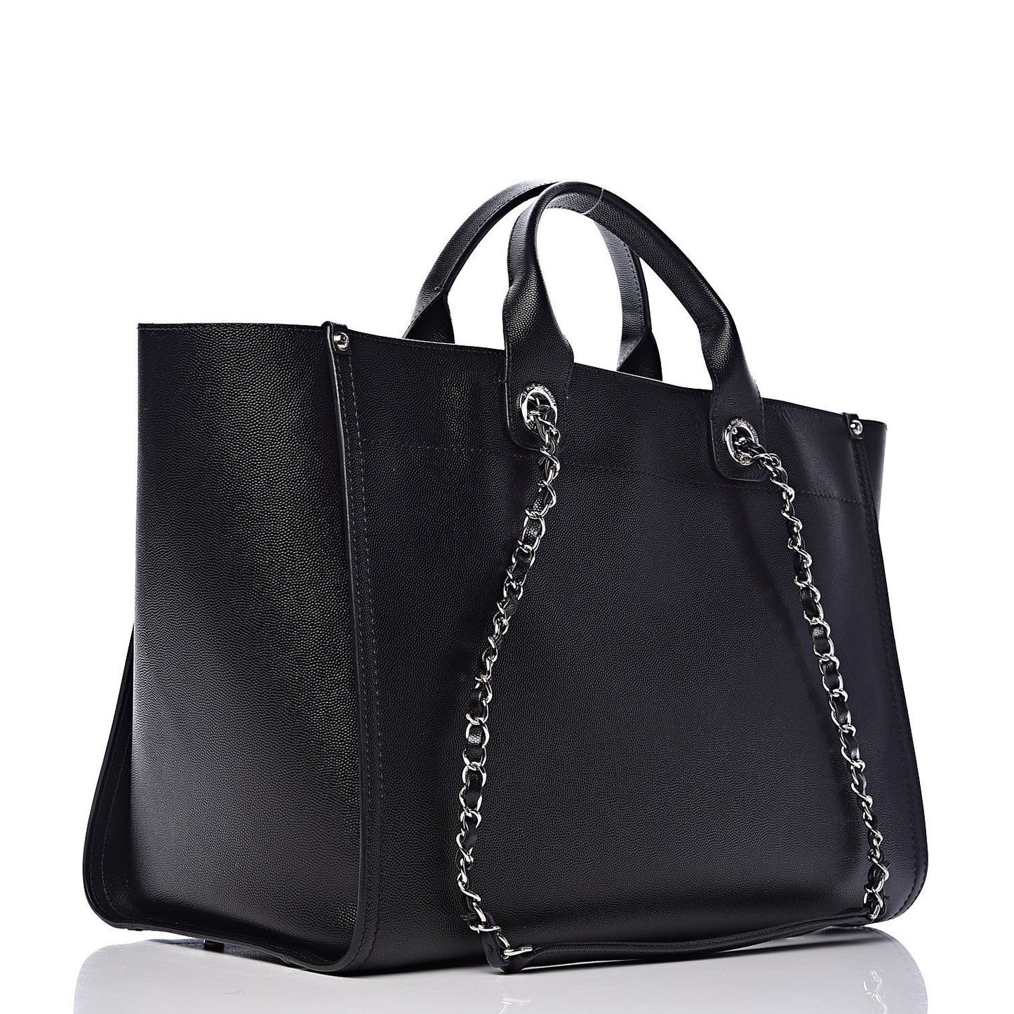 Caviar Medium Studded Deauville Tote Black