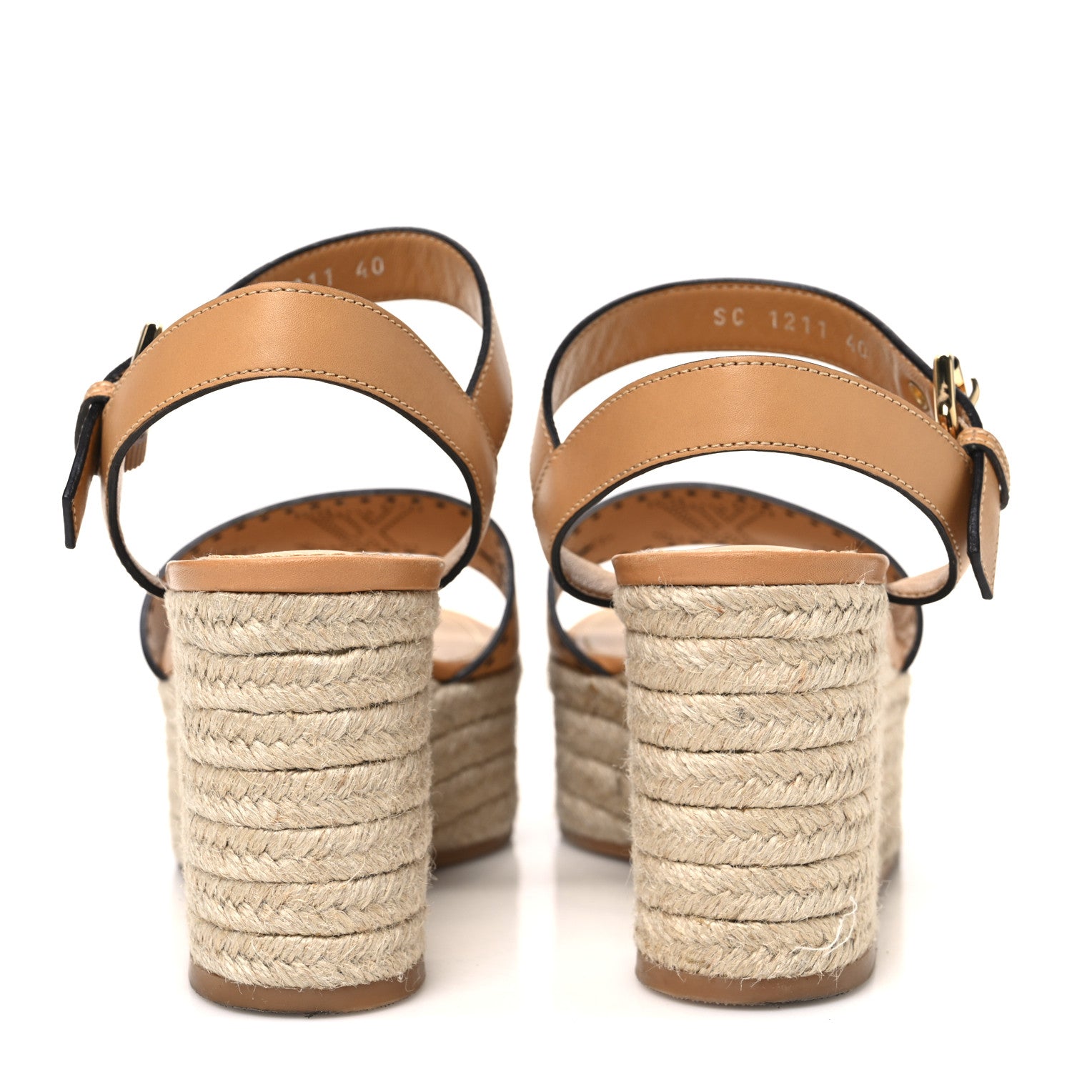Louis Vuitton Calfskin Monogram Starboard Espadrille Wedge Sandals 40 Tan 6 of 11