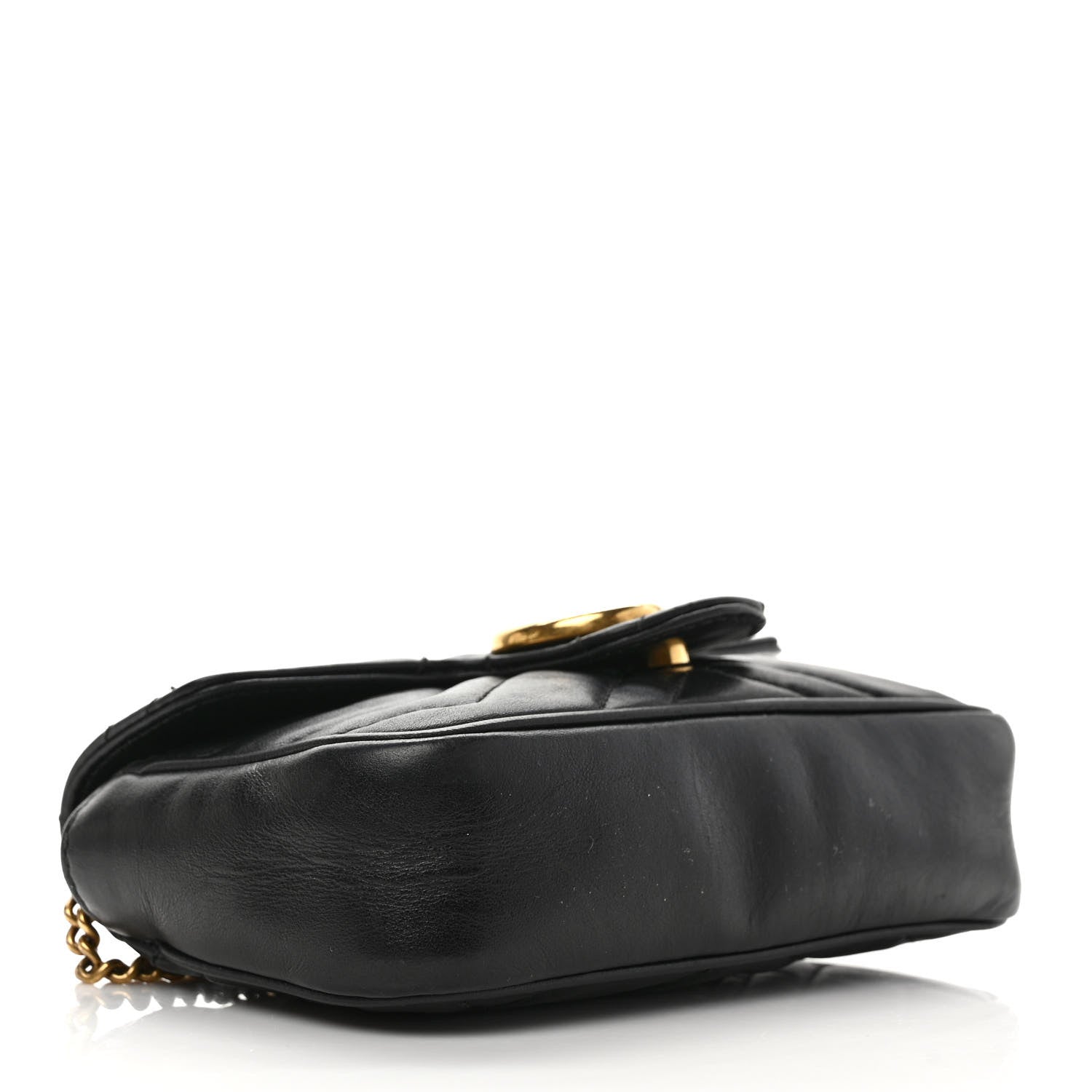 Gucci Calfskin Matelasse Super Mini GG Marmont Shoulder Bag Black 4 of 12