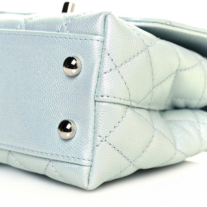 Chanel Iridescent Caviar Quilted Extra Mini Coco Handle Flap Light Blue 10 of 14
