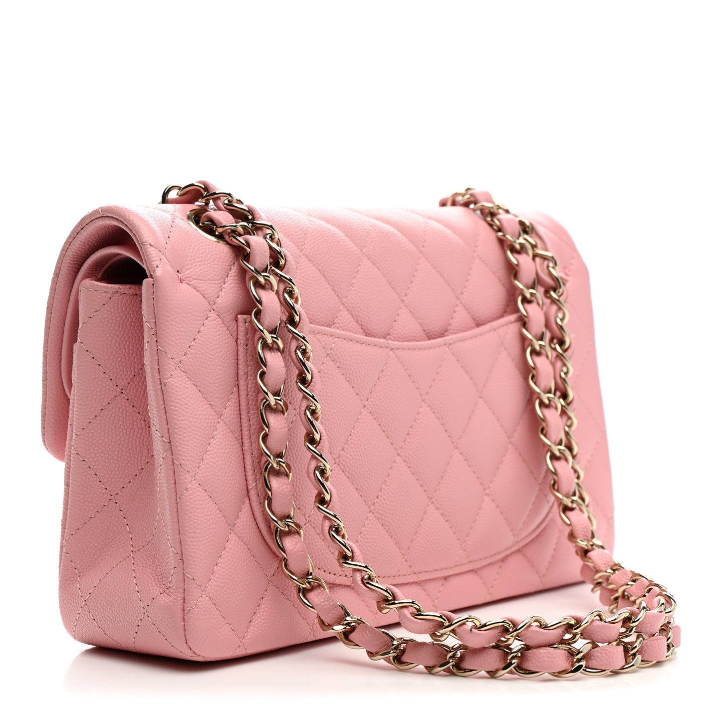 Caviar Quilted Small Double Flap Pink