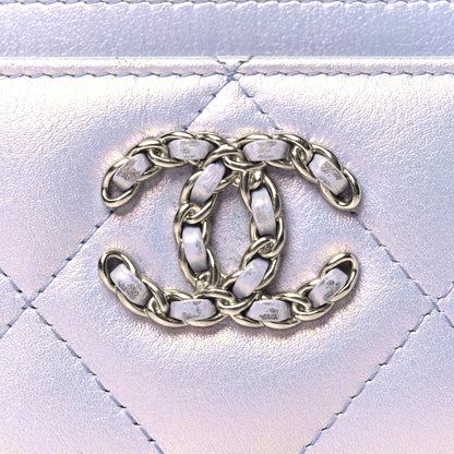 Chanel Iridescent Calfskin Quilted Chanel 19 Card Holder Light Purple 9 of 13