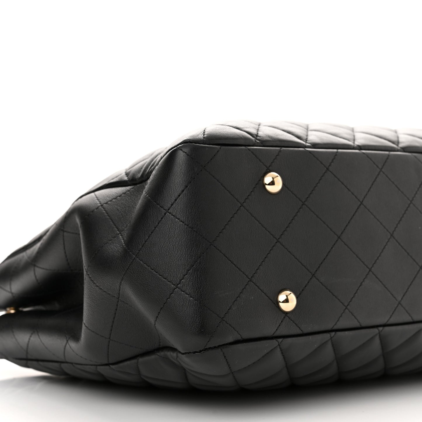 Calfskin Quilted Large Classic Shopping Tote Black