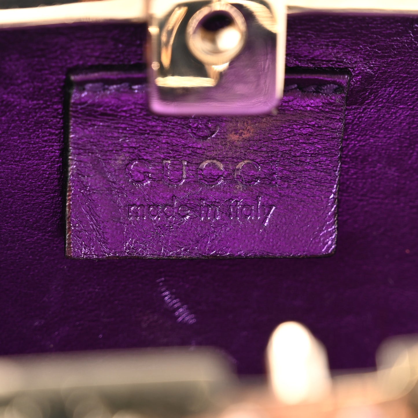 Metal Guccissima Dragonfly Minaudiere Clutch Gold