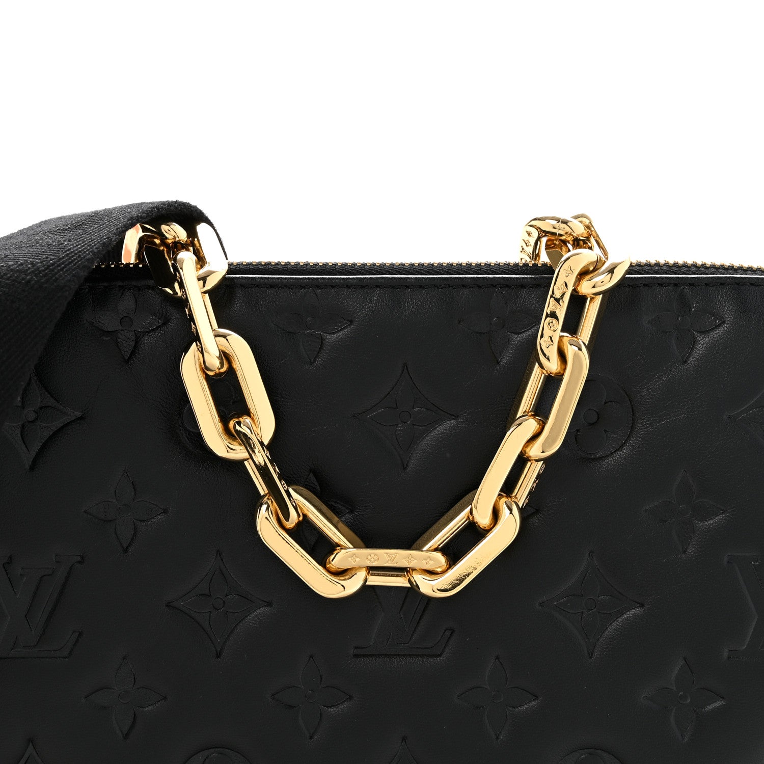 Louis Vuitton Lambskin Embossed Monogram Coussin PM Black 7 of 10