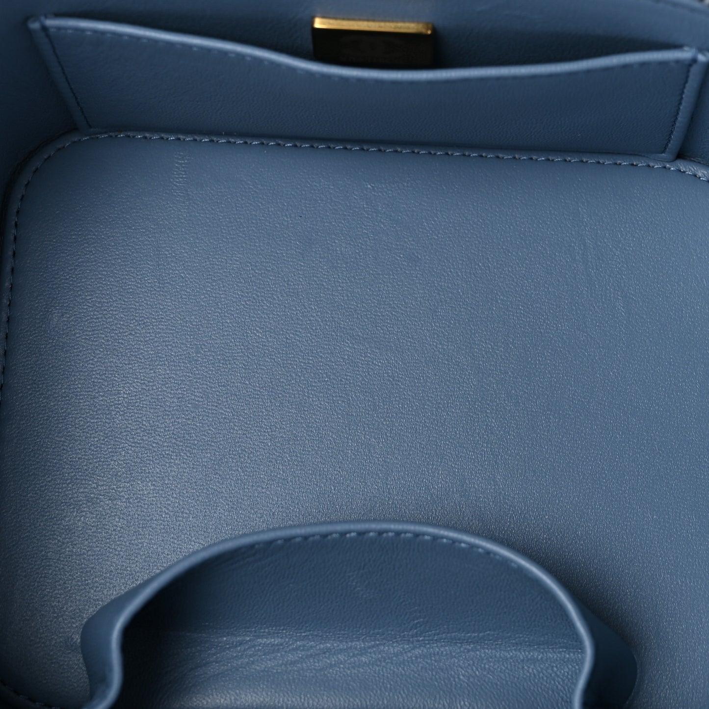 Denim Quilted Small CC Vanity Case Blue