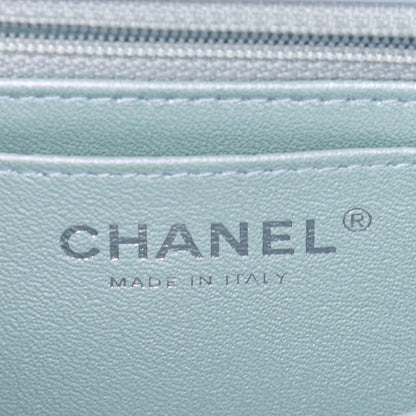 Chanel Iridescent Calfskin Quilted Mini Rectangular Flap Light Blue 6 of 9