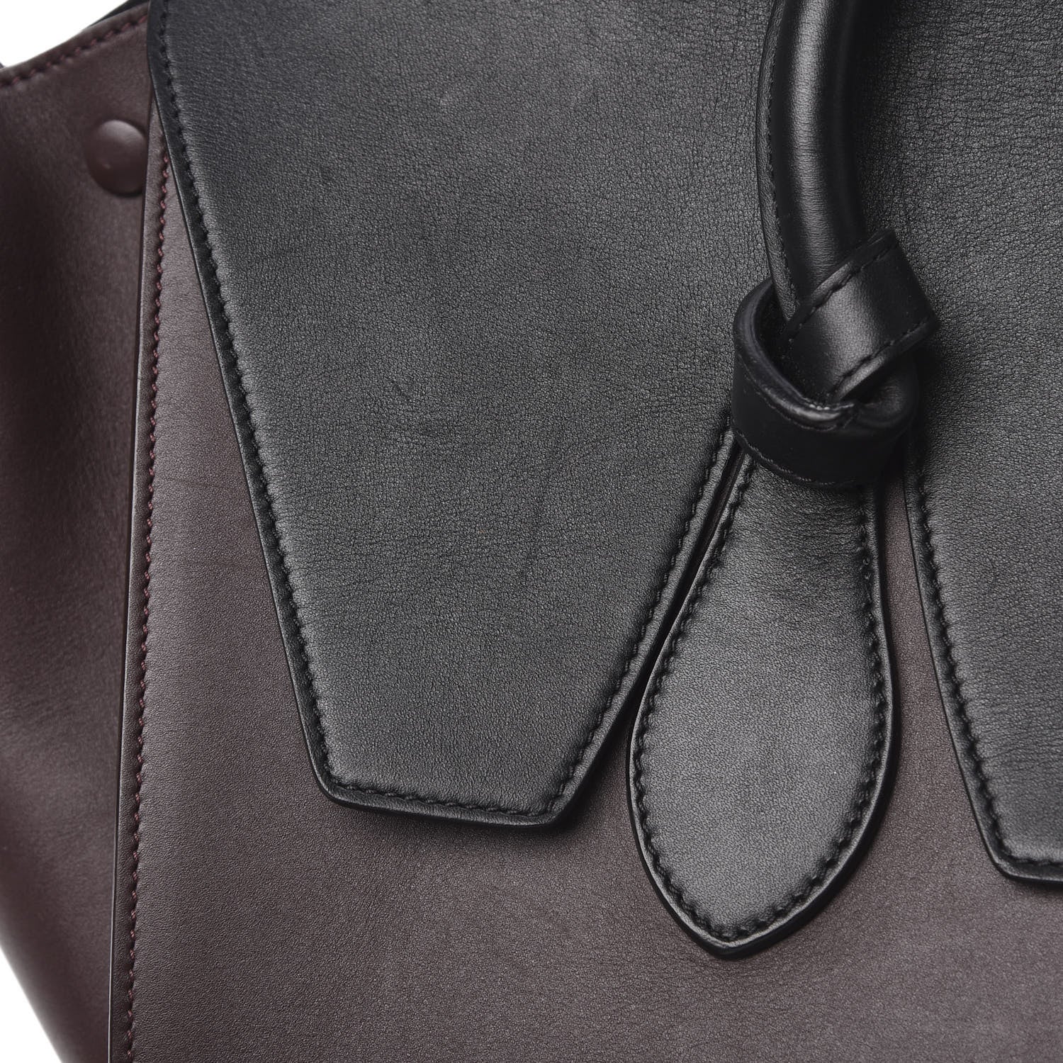 Celine Smooth Calfskin Large Bi-Color Tie Knot Tote Black Burgundy 16 of 21