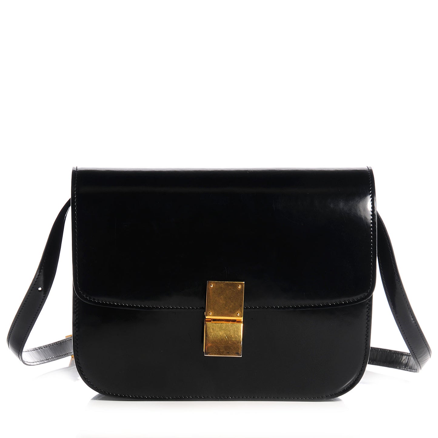 Spazzolato Medium Box Shoulder Bag Black