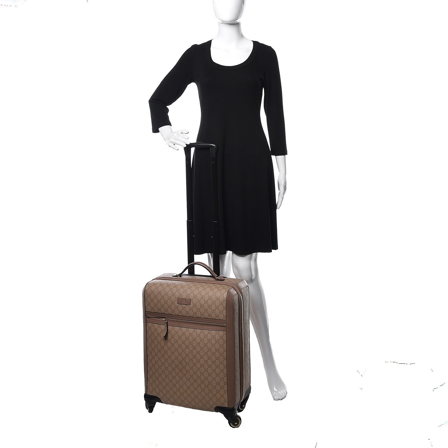Gucci GG Supreme Monogram Selleria Calfskin Four Wheel Carry On Suitcase Winter Rose 2 of 23