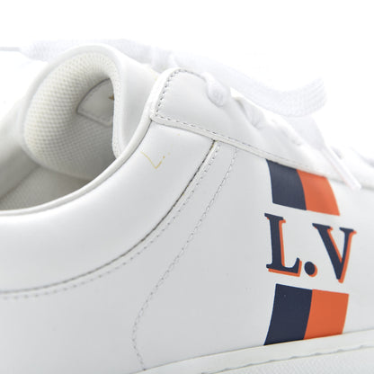 Louis Vuitton Calfskin Mens Luxembourg Sneakers 7 White Orange Navy 10 of 13