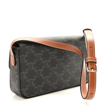 Celine Canvas Calfskin Triomphe Shoulder Bag Tan 3 of 9