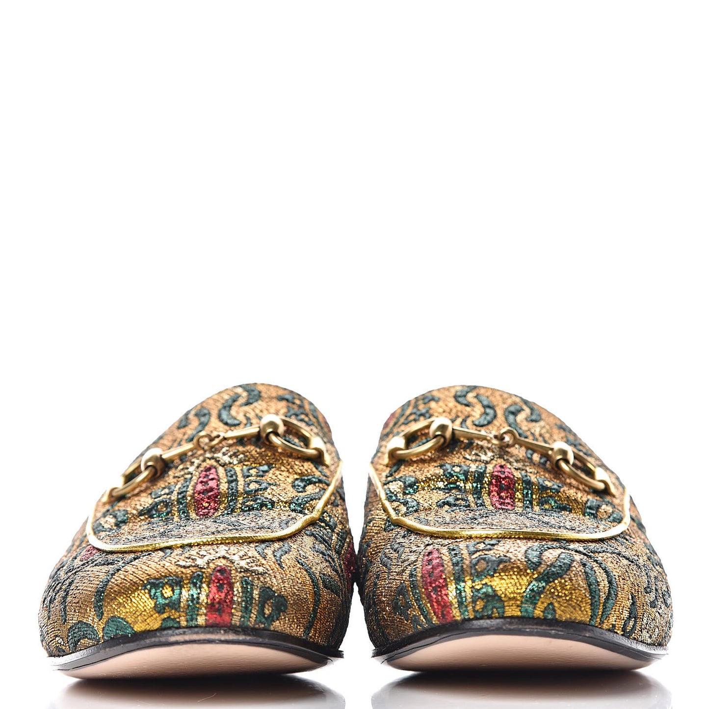 Iridescent Brocade Womens Princetown Slippers 36 Gold Multicolor