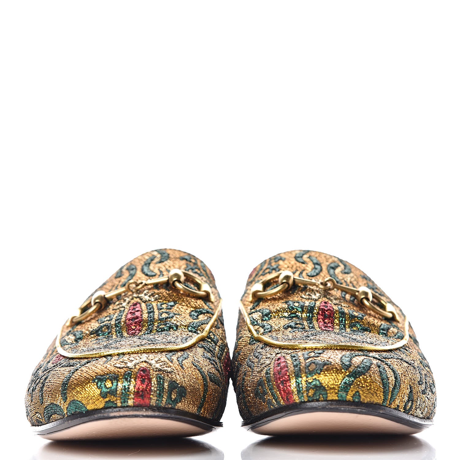 Gucci Iridescent Brocade Womens Princetown Slippers 36 Gold Multicolor 2 of 10