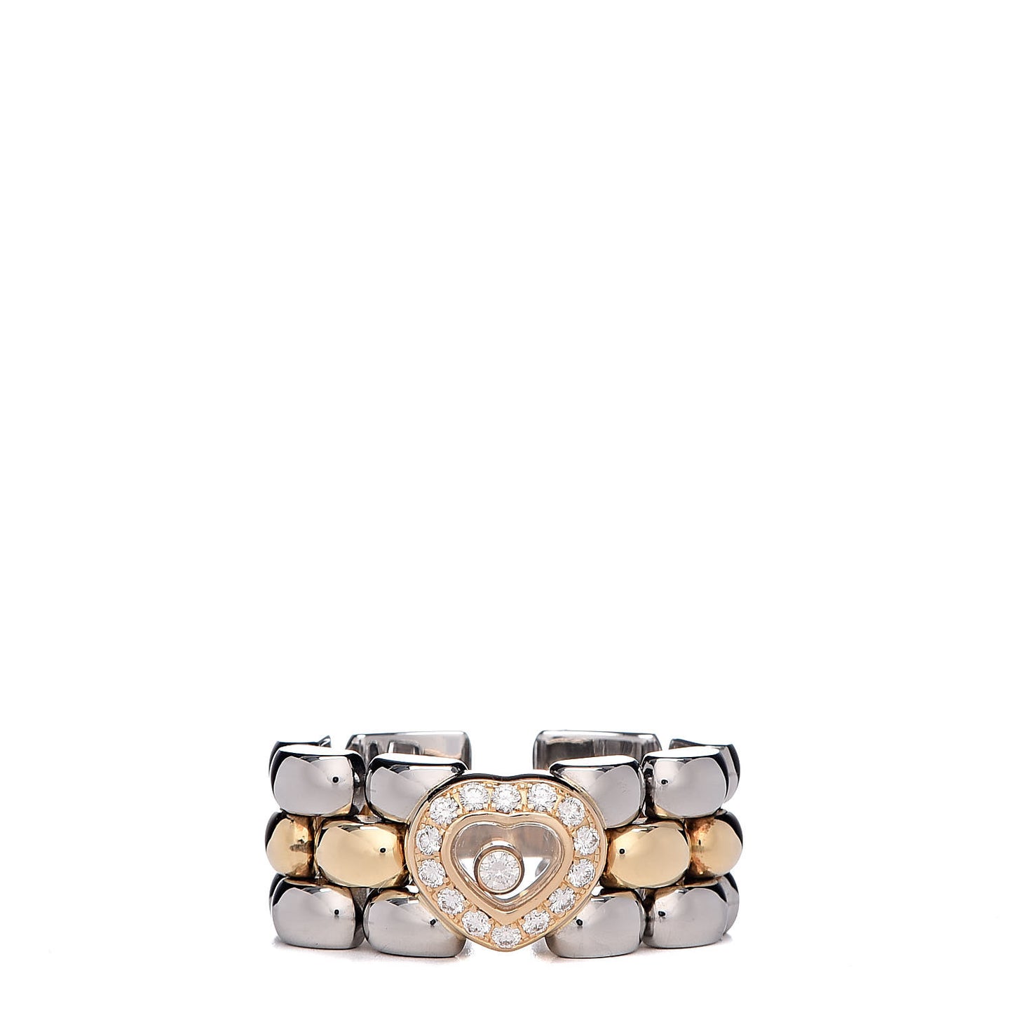 18K Yellow White Gold Diamond Happy Diamonds Heart Ring 52 6