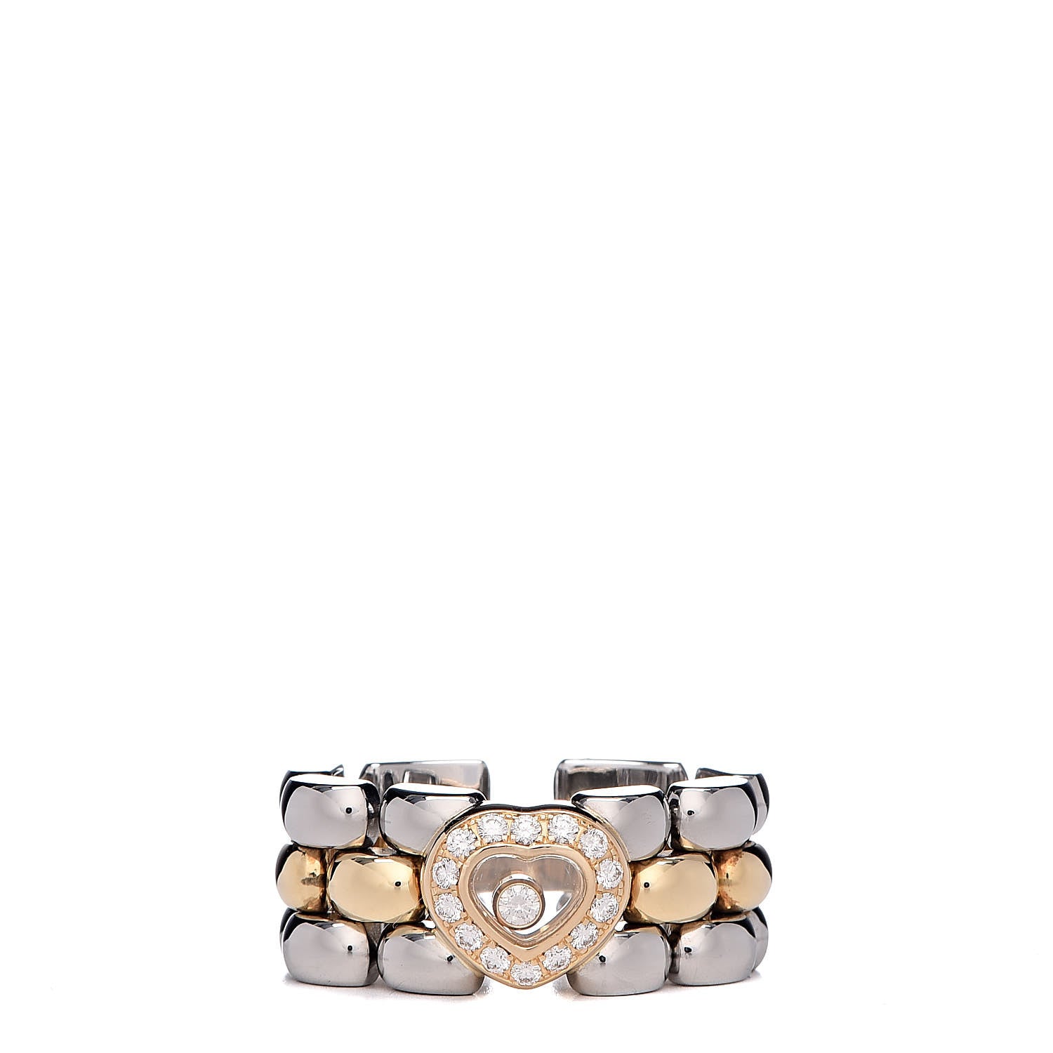 Chopard 18K Yellow White Gold Diamond Happy Diamonds Heart Ring 52 6 1 of 4