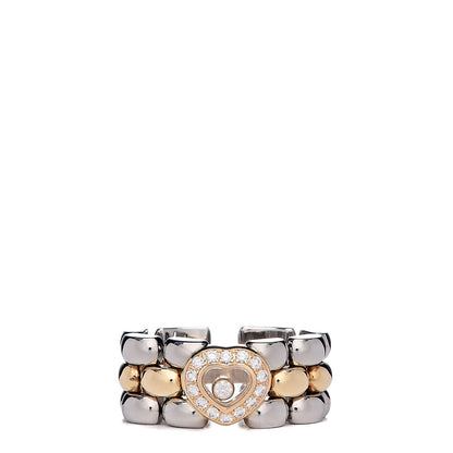 Chopard 18K Yellow White Gold Diamond Happy Diamonds Heart Ring 52 6 1 of 4