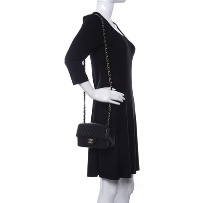 Chanel Lambskin Chevron Quilted Mini Rectangular Flap Black 2 of 9