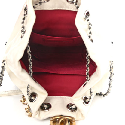 Chanel Aged Calfskin Quilted Small Gabrielle Bucket White Black 5 of 9