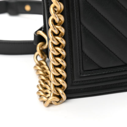 Chanel Lambskin Chevron Quilted Medium Boy Flap Black 27 of 29