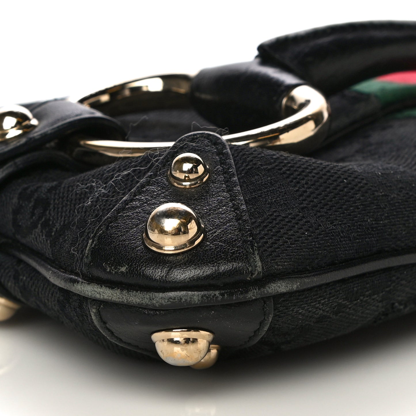 Monogram Web Horsebit Chain Clutch Black