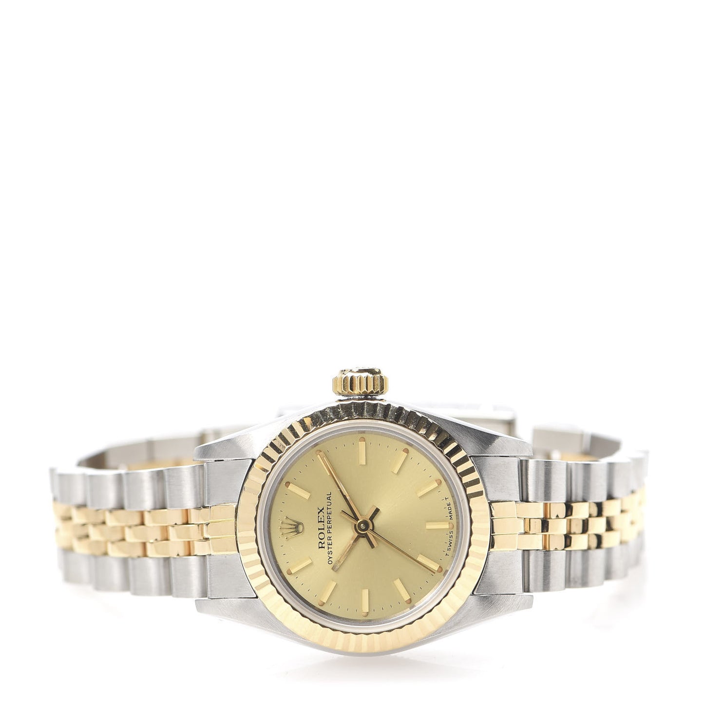 Stainless Steel 18K Yellow Gold 26mm Oyster Perpetual Watch Champagne 69173