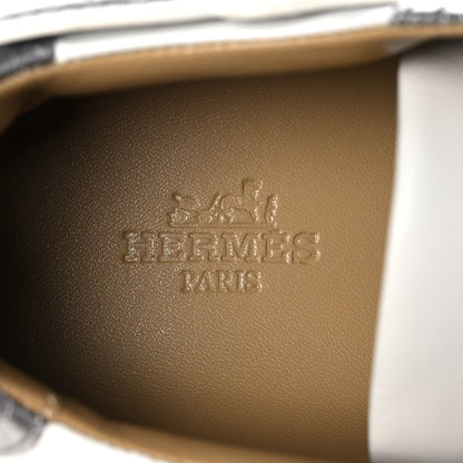 Hermes Calfskin Epsom Womens Velvet Sneakers 37 White Silver 7 of 11