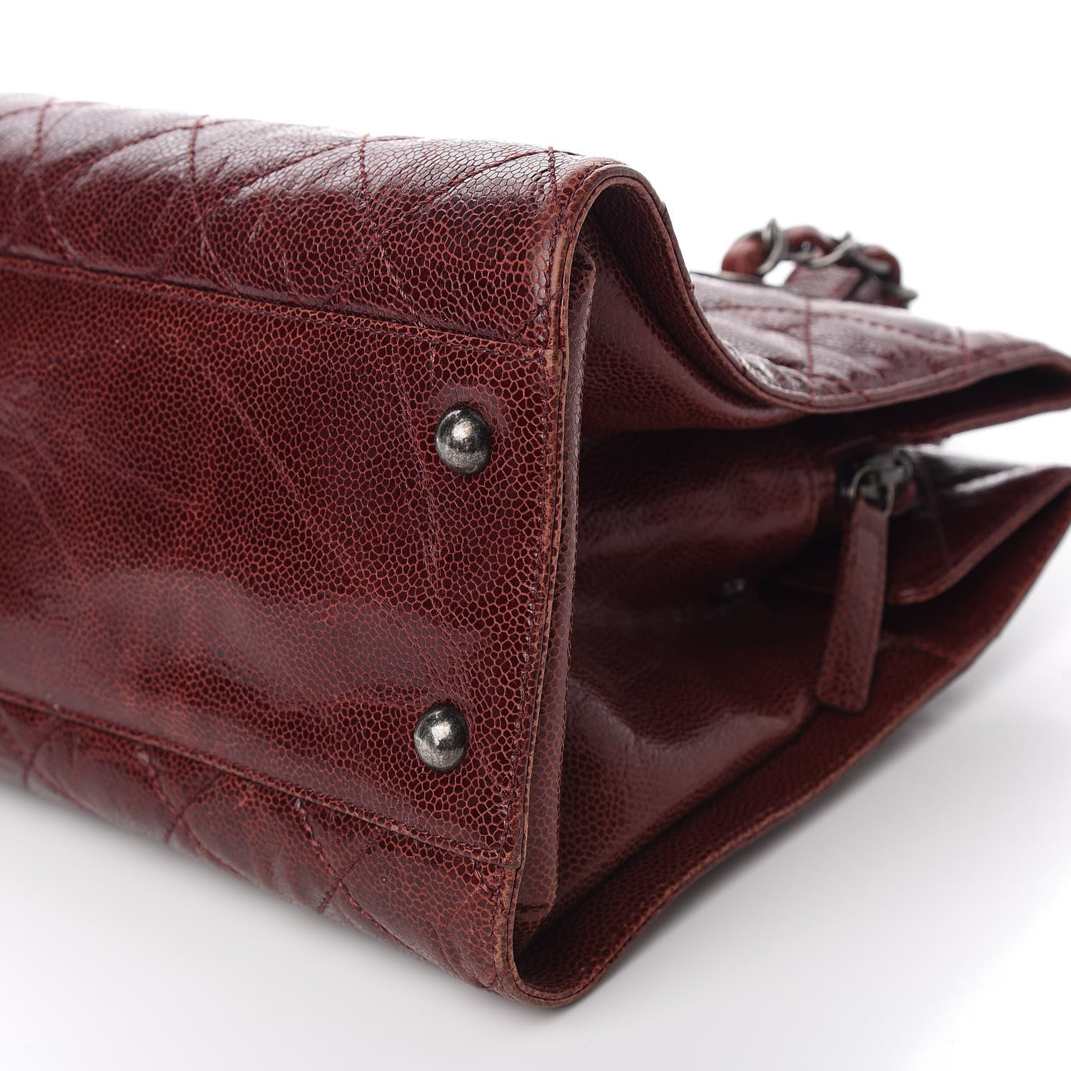 Chanel Crumpled Grained Calfskin CC Crave Tote Burgundy 6 of 15