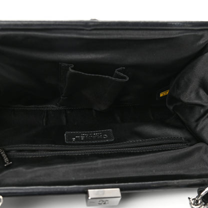 Chanel Velvet Checkered Kisslock Frame Bag Black 5 of 10