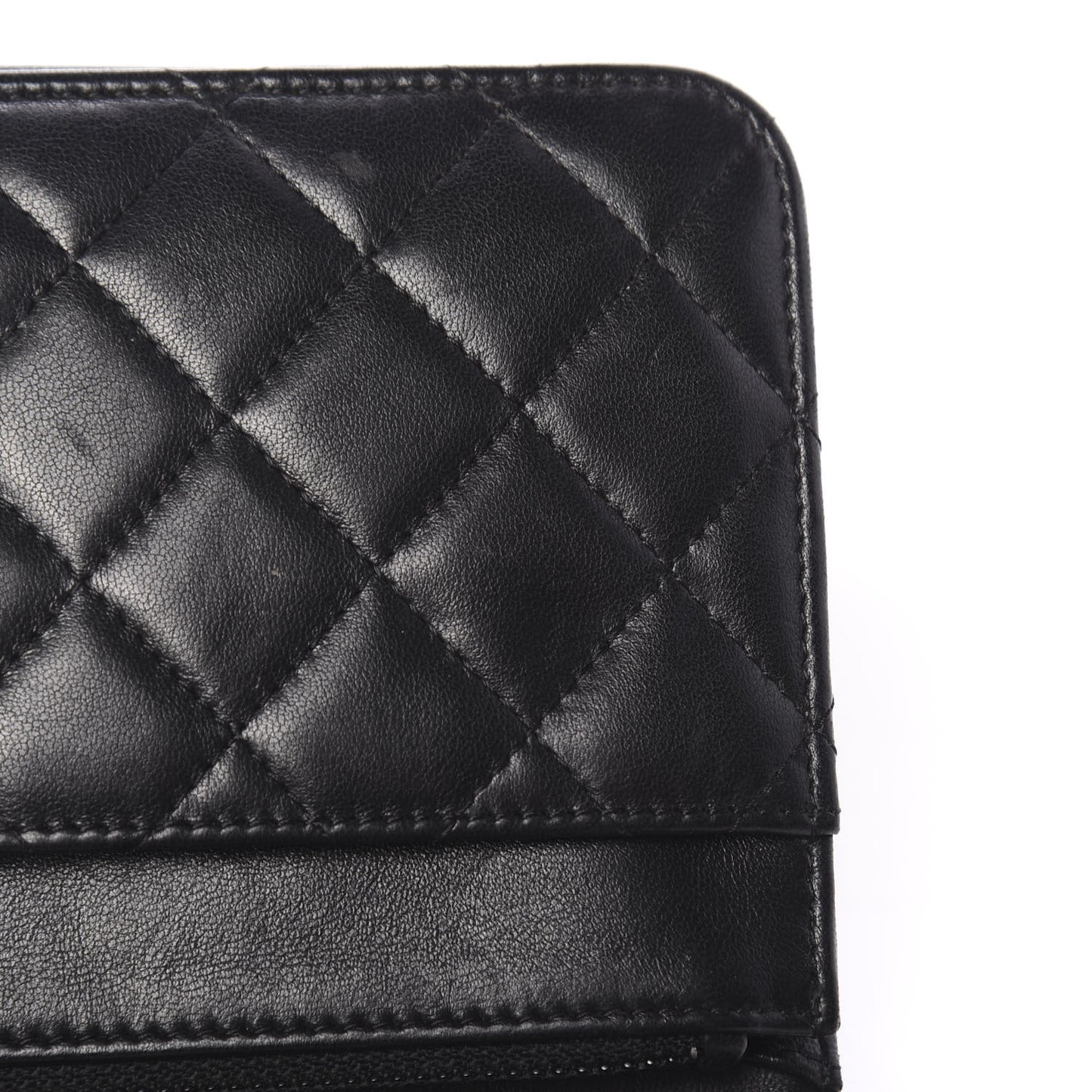 Lambskin Quilted Boy Wallet On Chain WOC Black
