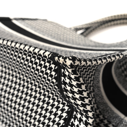 Christian Dior Canvas Houndstooth Embroidered Medium Book Tote Black White 12 of 13