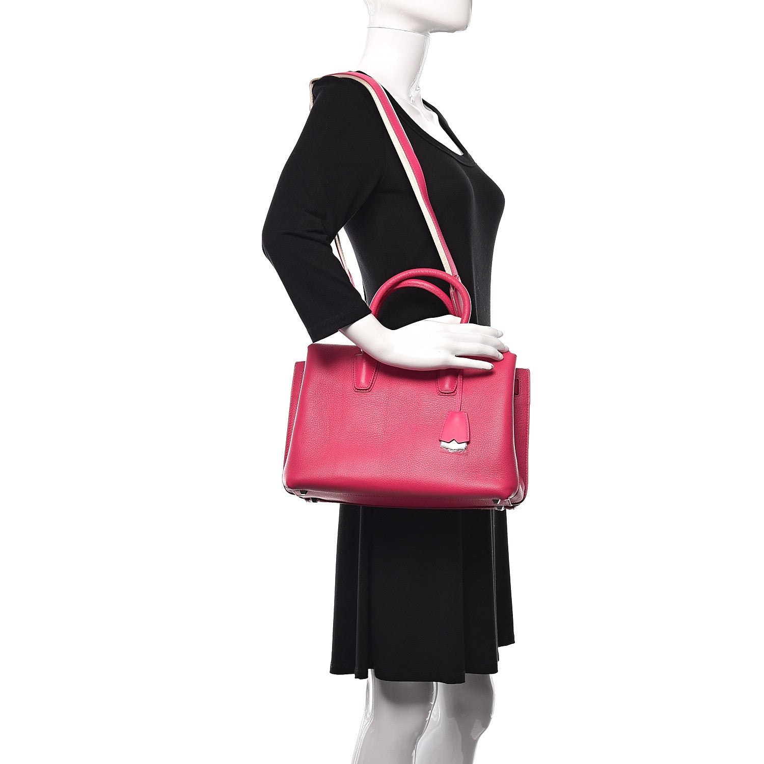MCM Grained Calfskin Medium Milla Tote Beetroot Pink 2 of 9