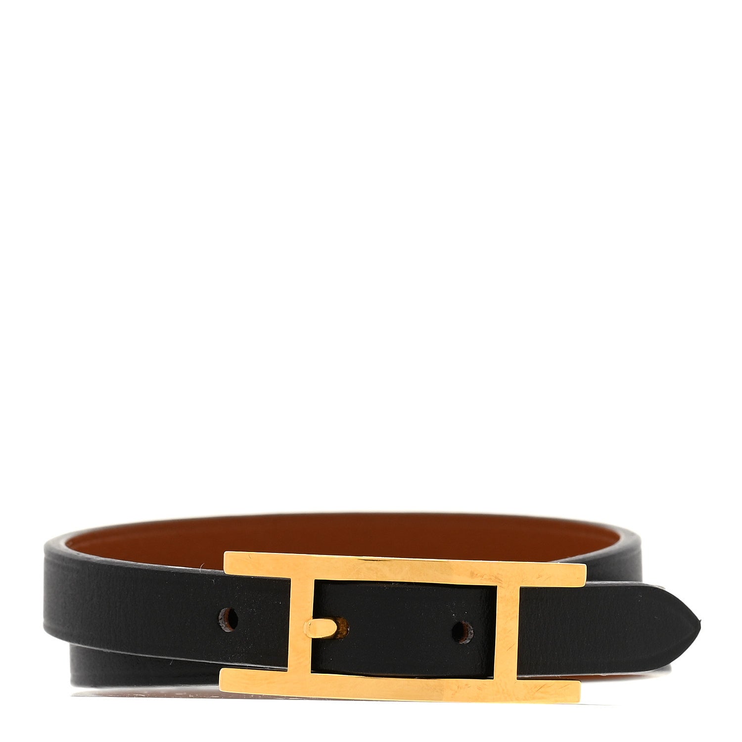 Hermes Chamonix Tadelakt Behapi Double Tour Bracelet T2 Black 1 of 5