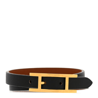 Hermes Chamonix Tadelakt Behapi Double Tour Bracelet T2 Black 1 of 5