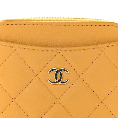 Chanel Caviar Quilted Zip Card Holder Wallet Yellow 10 of 11