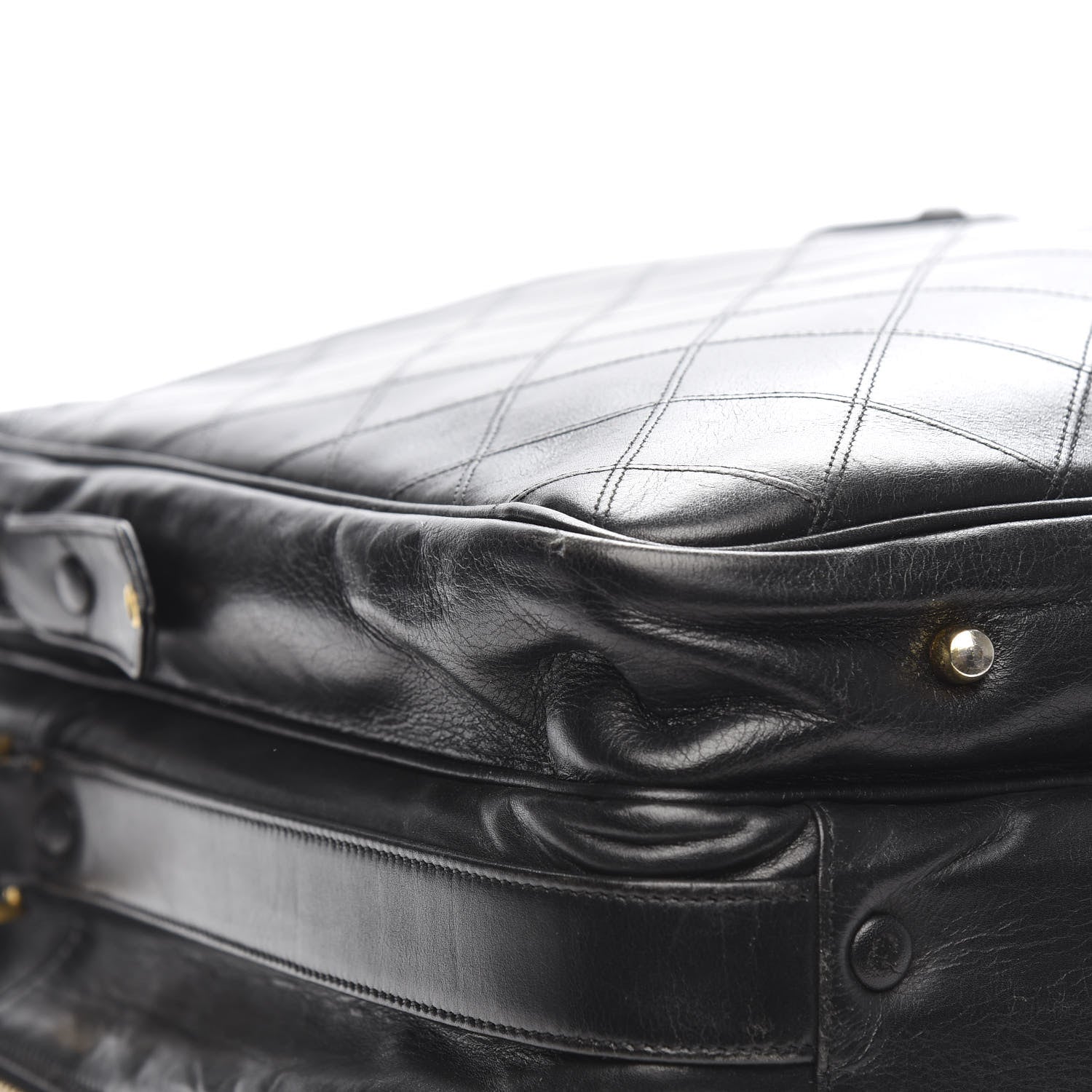 Chanel Lambskin Stitched Suitcase Travel Bag Black 10 of 16