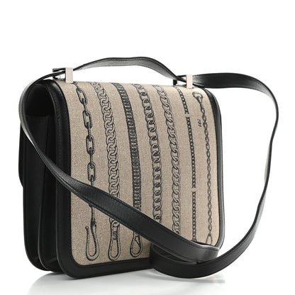 Hermes Swift Toile Dechainee Constance 24 Ficelle Black 2 of 8
