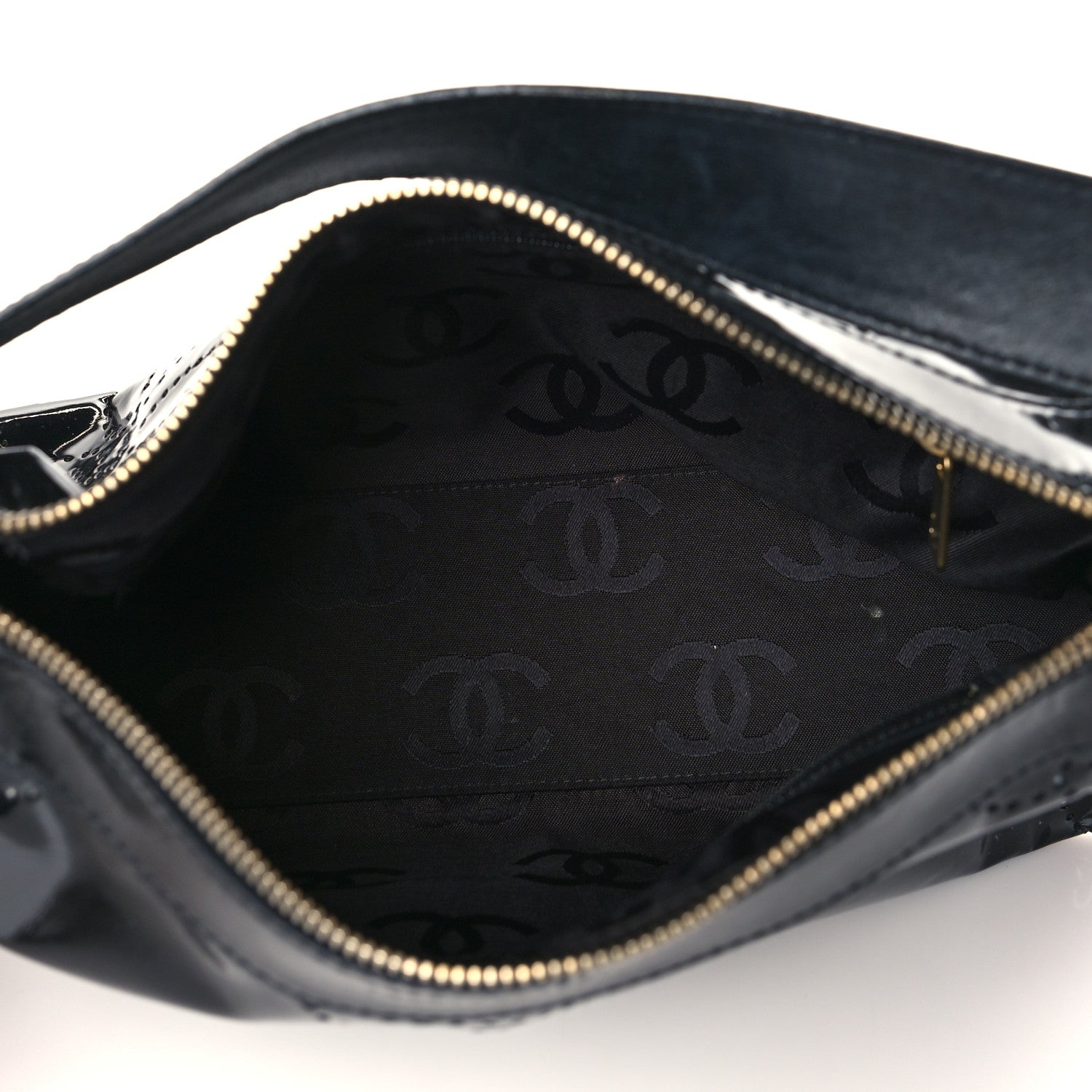 Chanel Patent Perforated Camelia Hobo Black 5 of 9